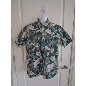 Cooke Street Honolulu Men’s Hawaiian Shirt L Green Tropic Short Sleeve Button